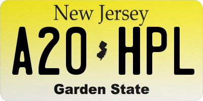 NJ license plate A20HPL