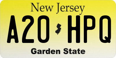 NJ license plate A20HPQ