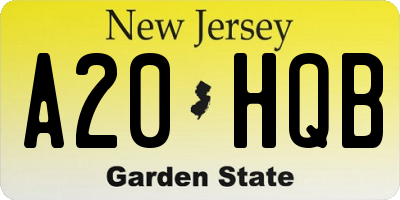 NJ license plate A20HQB
