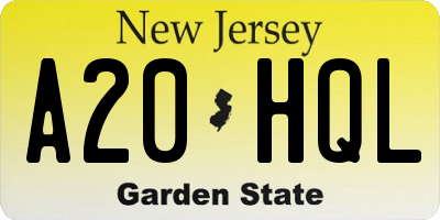 NJ license plate A20HQL