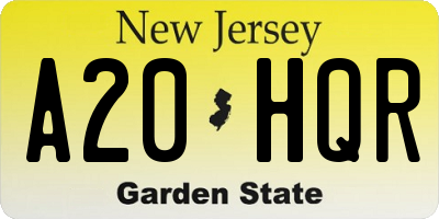 NJ license plate A20HQR