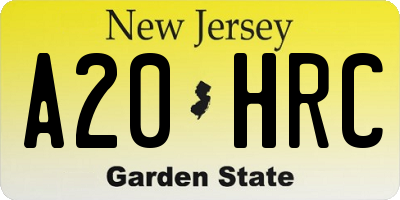 NJ license plate A20HRC