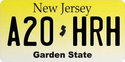 NJ license plate A20HRH