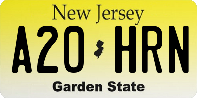 NJ license plate A20HRN