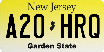 NJ license plate A20HRQ