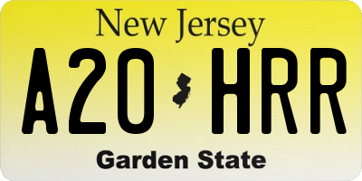 NJ license plate A20HRR