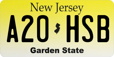 NJ license plate A20HSB