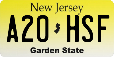 NJ license plate A20HSF