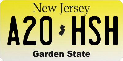 NJ license plate A20HSH