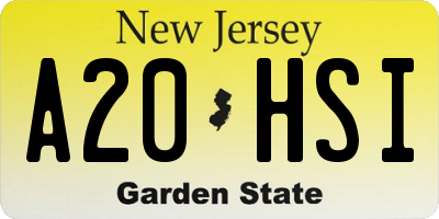 NJ license plate A20HSI