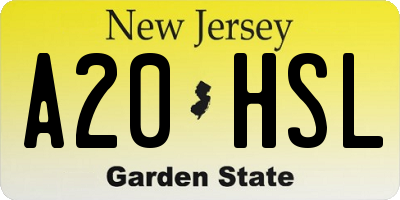 NJ license plate A20HSL