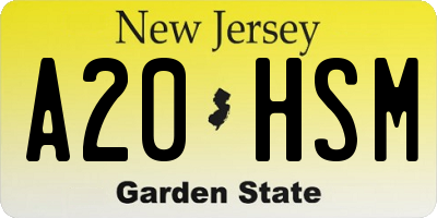 NJ license plate A20HSM