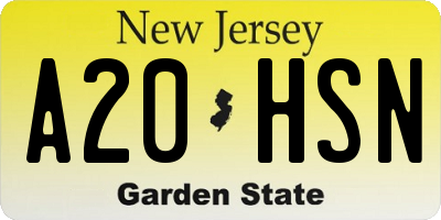NJ license plate A20HSN