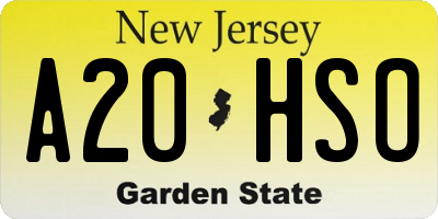 NJ license plate A20HSO