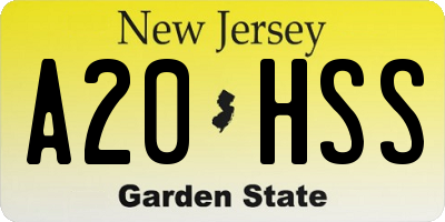NJ license plate A20HSS