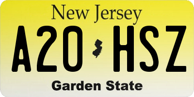 NJ license plate A20HSZ
