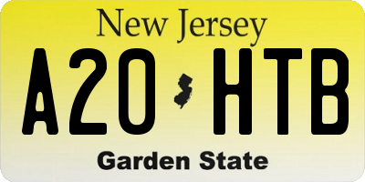 NJ license plate A20HTB