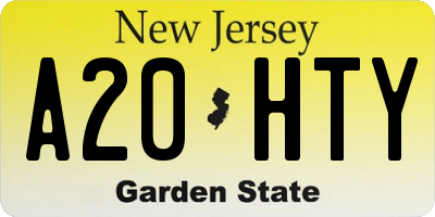 NJ license plate A20HTY