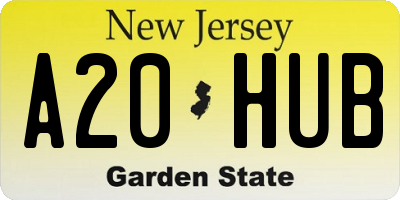 NJ license plate A20HUB
