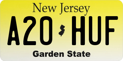 NJ license plate A20HUF