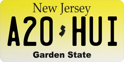 NJ license plate A20HUI