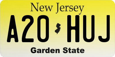 NJ license plate A20HUJ