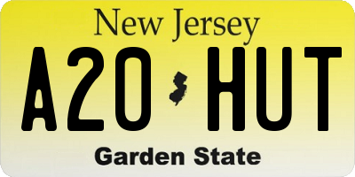 NJ license plate A20HUT