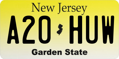 NJ license plate A20HUW