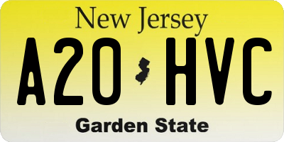 NJ license plate A20HVC