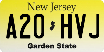 NJ license plate A20HVJ