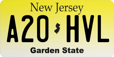 NJ license plate A20HVL