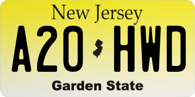 NJ license plate A20HWD