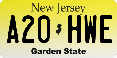 NJ license plate A20HWE
