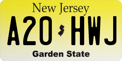 NJ license plate A20HWJ