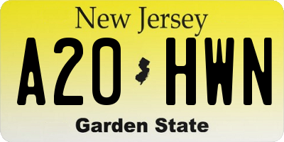 NJ license plate A20HWN