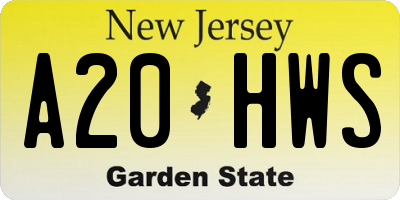 NJ license plate A20HWS