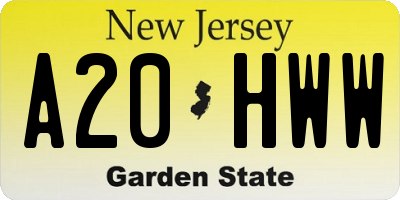NJ license plate A20HWW