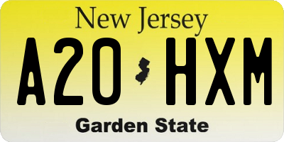 NJ license plate A20HXM