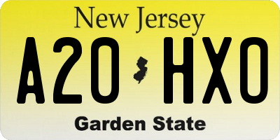 NJ license plate A20HXO