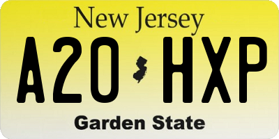 NJ license plate A20HXP