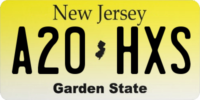 NJ license plate A20HXS