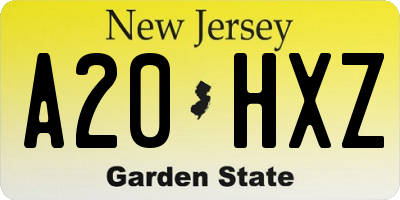 NJ license plate A20HXZ