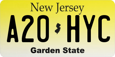 NJ license plate A20HYC