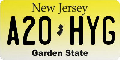 NJ license plate A20HYG
