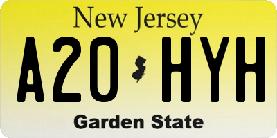 NJ license plate A20HYH