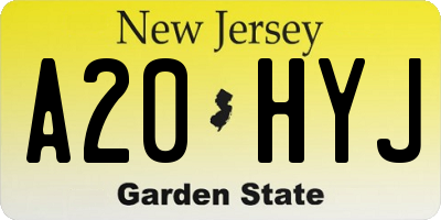NJ license plate A20HYJ