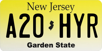 NJ license plate A20HYR