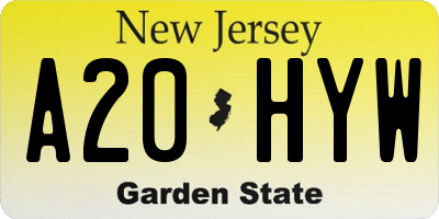 NJ license plate A20HYW