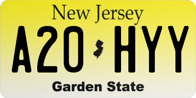 NJ license plate A20HYY