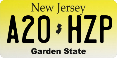 NJ license plate A20HZP